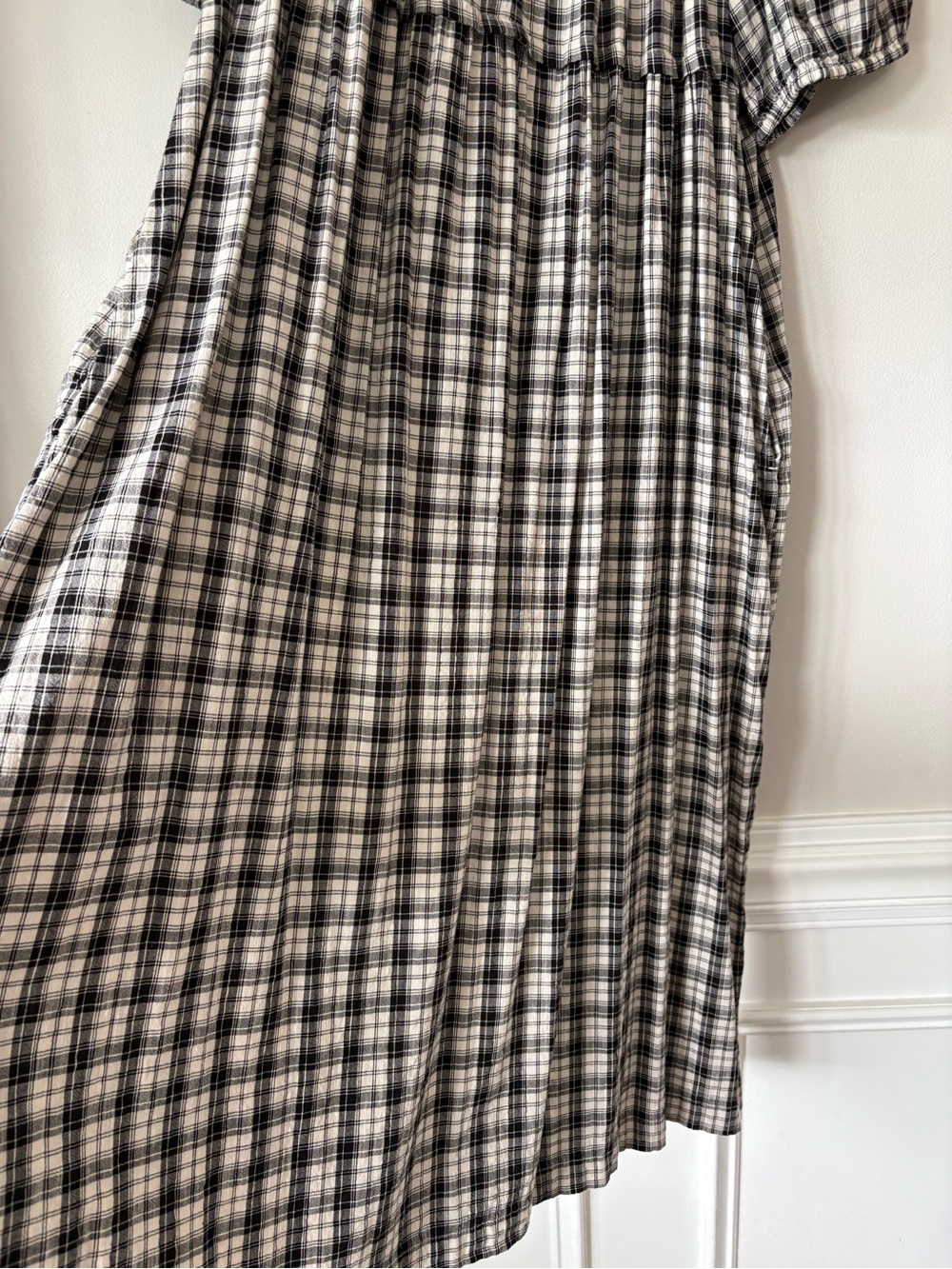 Old Navy Plaid Puff Sleeve Smocked Midi Swing Dress Size XL Cottagecore Peasant - Picture 4 of 16